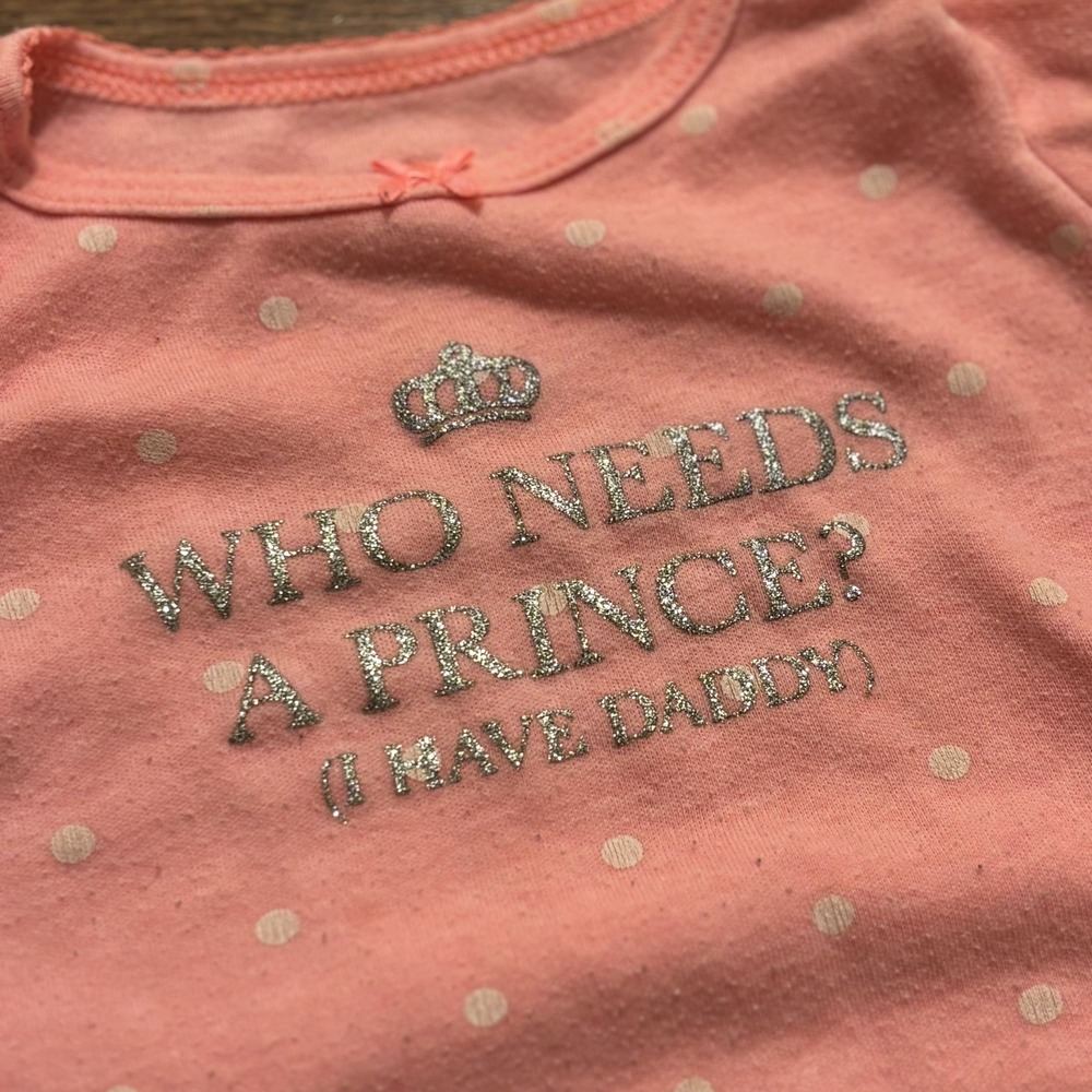 who needs prince ? (i have daddy) carter 2pc outfit baby girl polka dots 9 month